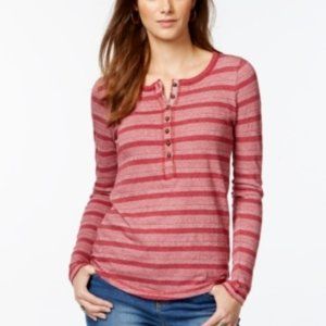 Lucky Brand Striped Geometric-print Therma Red Xs